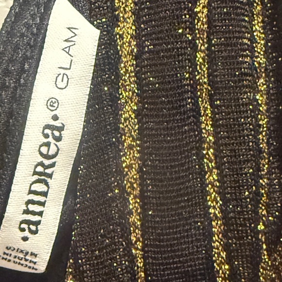 ANDREA Glam Black and Gold Fit and Flare Mini Dress - Picture 3 of 5